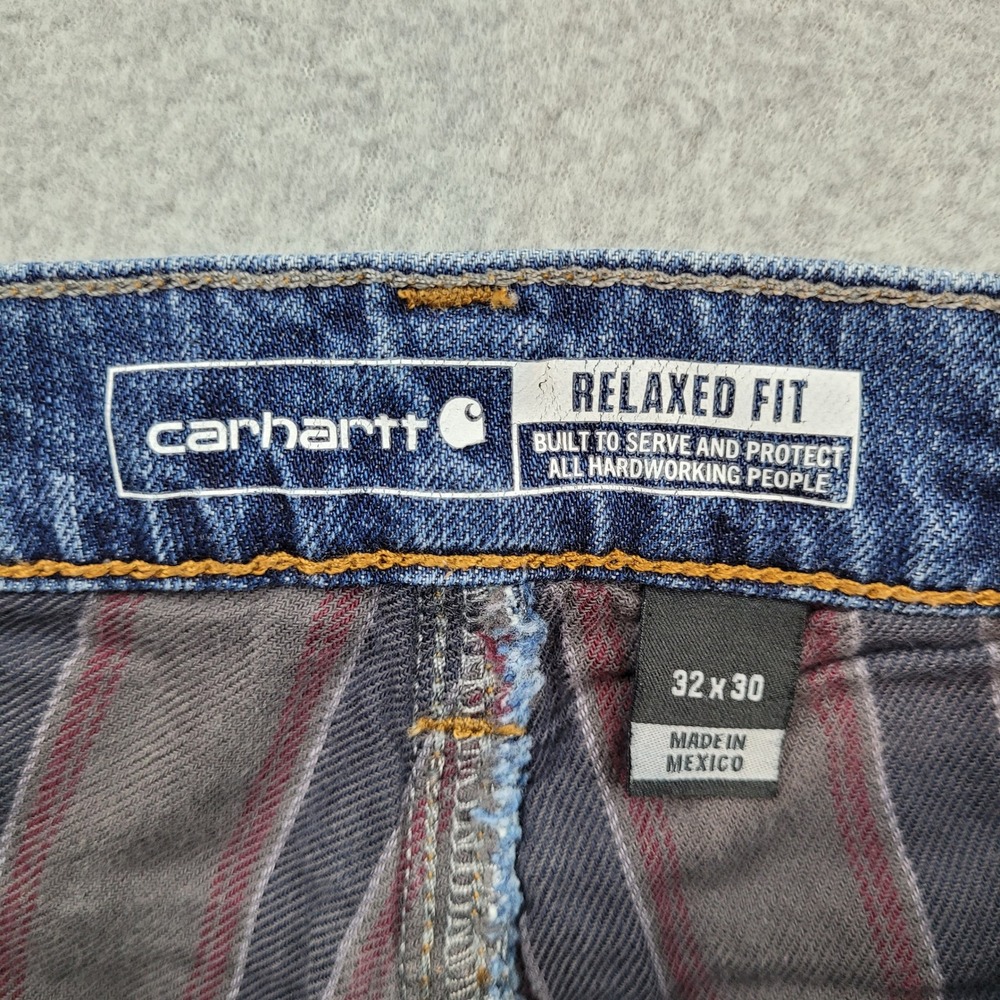 Carhartt Jeans Mens 32x30 Blue Relaxed Fit Flannel Lined Denim BD4942-M - Picture 5 of 8